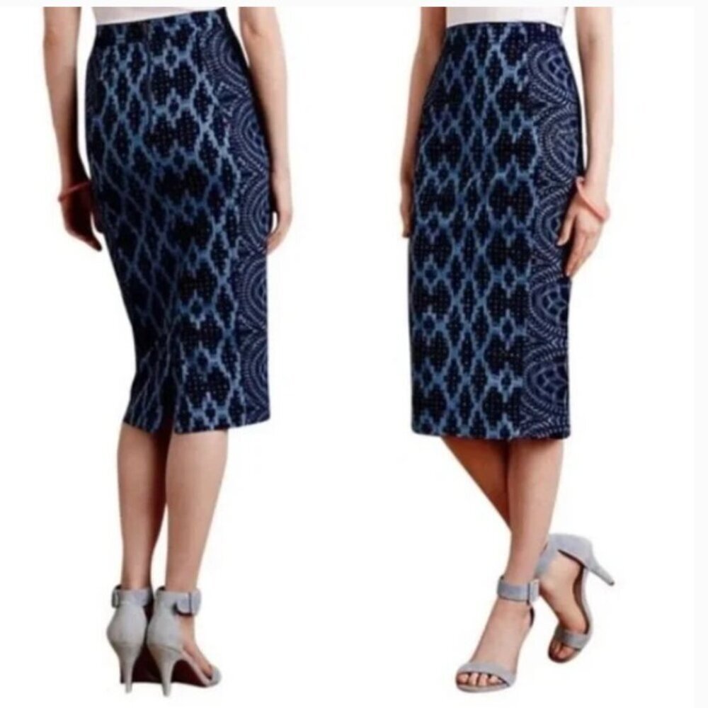 Tracy Reese Printed Denim Pencil Skirt - Size 2